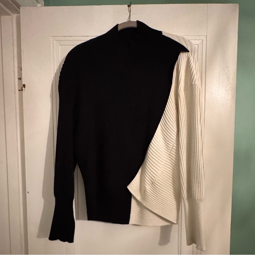 🦋LAST CHANCE🦋Express Black and Cream Cowl Neck Sweater - Picture 2 of 5